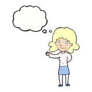 cartoon friendly woman with thought bubble N60