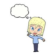 cartoon woman with idea thought bubble N220