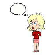 cartoon surprised woman with thought bubble N221