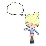 cartoon surprised woman with thought bubble N222