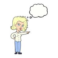 cartoon woman pointing with thought bubble N192
