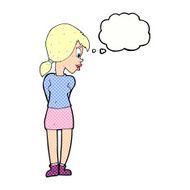 cartoon pretty girl with thought bubble N89