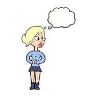 cartoon girl talking with thought bubble N10