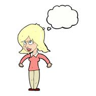 cartoon mean woman with thought bubble N6