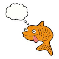 cartoon fish with thought bubble N79