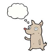 cartoon little dog waving with thought bubble N9