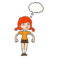 cartoon pretty girl with thought bubble N90