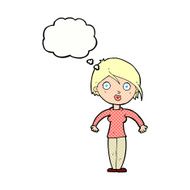 cartoon surprised woman with thought bubble N223