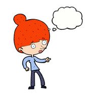 cartoon woman pointing with thought bubble N193
