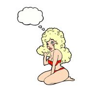 cartoon pin up girl with thought bubble N10