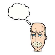 cartoon annoyed old man with thought bubble N61