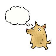 cartoon funny little dog with thought bubble N17