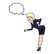 cartoon businesswoman explaining with thought bubble N8
