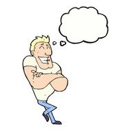 cartoon muscle guy with thought bubble N9