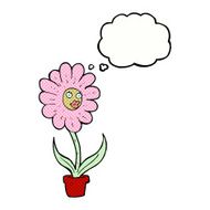cartoon flower with thought bubble N34