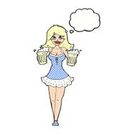 cartoon beer festival girl with thought bubble N9