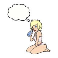 cartoon sexy gym girl with thought bubble N10