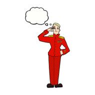 cartoon military man in dress uniform with thought bubble N9