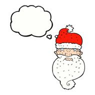 cartoon grim santa face with thought bubble N10