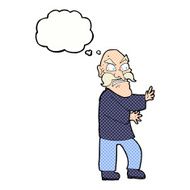 cartoon angry old man with thought bubble N127