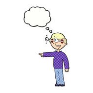 cartoon staring man with thought bubble N16