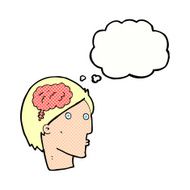 cartoon man with brain symbol thought bubble N19