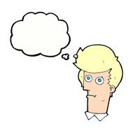 cartoon staring face with thought bubble N10