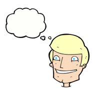 cartoon grinning man with thought bubble N79