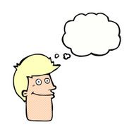cartoon smiling man with thought bubble N26