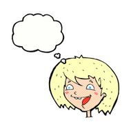 cartoon happy girl with thought bubble N81