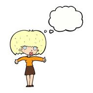 cartoon woman giving thumbs up symbol with thought bubble N60