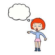 cartoon surprised woman with thought bubble N224