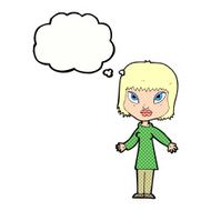 cartoon woman with open arms thought bubble N92