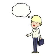 cartoon arrogant businessman pointing with thought bubble N9