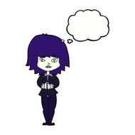 cartoon vampire woman with thought bubble N9