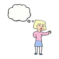 cartoon woman explaining with thought bubble N46
