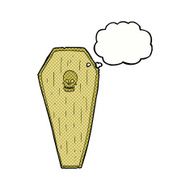 spooky cartoon coffin with thought bubble N14