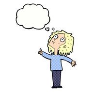 cartoon curious woman with thought bubble N48