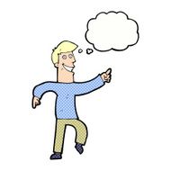 cartoon grinning man with thought bubble N80