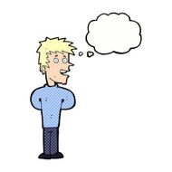 cartoon happy man with thought bubble N411