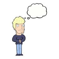 cartoon worried man with thought bubble N85