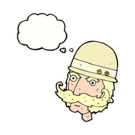 cartoon victorian big game hunter with thought bubble N9