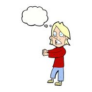 cartoon shocked man with thought bubble N100