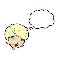 cartoon friendly woman with thought bubble N61