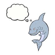 funny cartoon shark with thought bubble N25