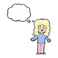 cartoon worried woman with thought bubble N71