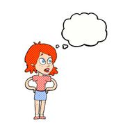 cartoon woman with hands on hips thought bubble N196