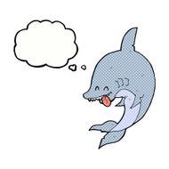 funny cartoon shark with thought bubble N26