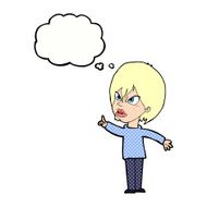 cartoon woman arguing with thought bubble N9