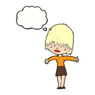 cartoon curious woman with thought bubble N49